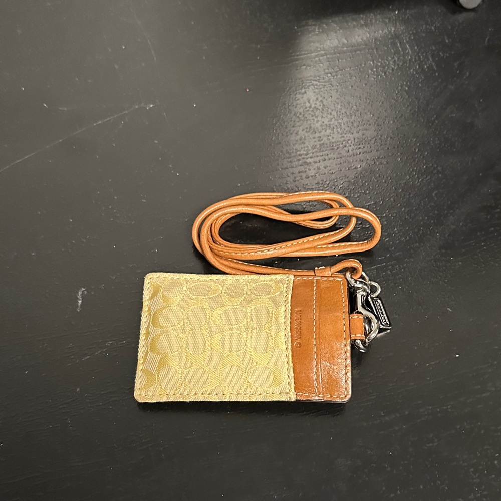 Coach Yellow and Brown Card Holder